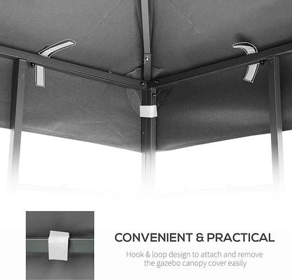 10x10 Ft Gazebo Canopy Replacement Cover, Double Tiered Gazebo Replacement Top (Grey)