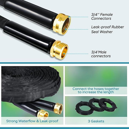 50ft Non-Expanding Garden Hose, Hose Pipe, Ultra-Light & Flexible Water Hose - Burst-Resistant, Kink-Free, High-Pressure, All-Weather Use for Lawns, Gardens, and Outdoor Cleanining (50ft)