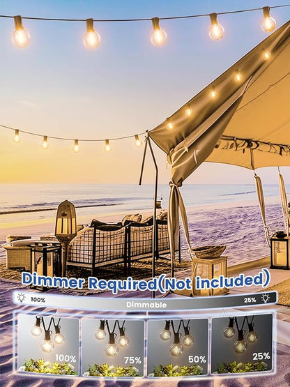 String Lights for Outdoor 25 ft, G40 Patio Lights with 13 pcs Bulbs, Shatterproof Waterproof Outdoor Lights Hanging Connectable Globe Outdoor Lights for Bistro, Cafe, Backyard, Balcony, Party, Black