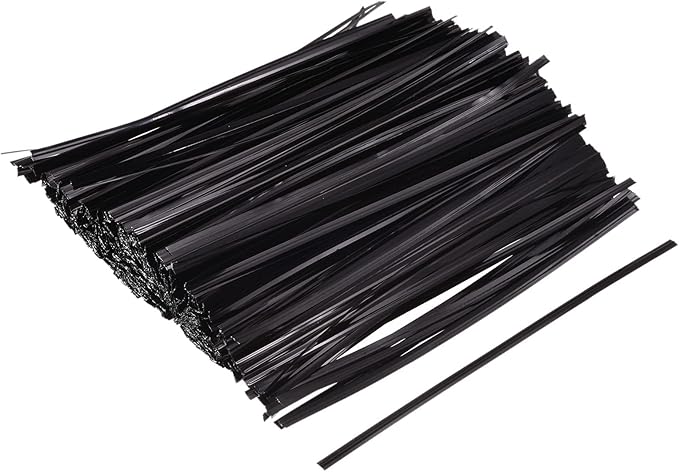 MECCANIXITY Foil Twist Ties 6" 15cm Metallic Plastic Closure Tie for Tying Bread, Candy, Cookies, Gift Bags Arts Crafts Ties Black Pack of 750