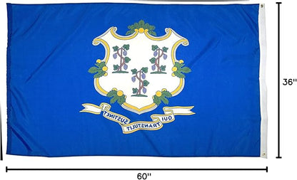 FlagSource Connecticut Nylon State Flag, Made in the USA, 3x5'
