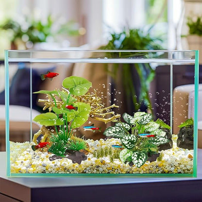 3-Pack Artificial Aquarium Plants Set - 2×6 inch & 1×5 inch Realistic Plastic Fish Tank Decor with Weighted Base for Betta Tanks, Aquascaping, Reptile Terrariums