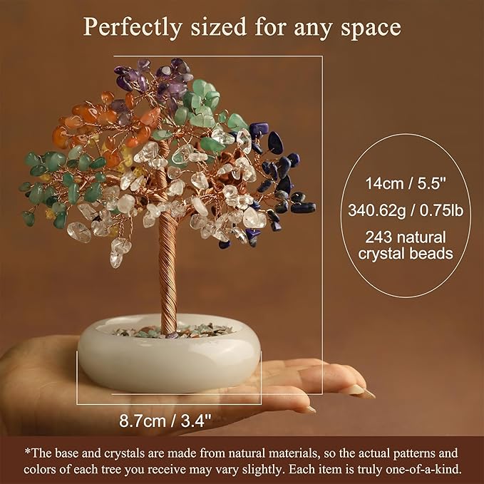 Seven Chakra Crystal Trees, Bonsai Tree, Money Tree, Healing Stones, Crystal Tree of Life, Desk Decor, Home Decor, Unique Birthday Gifts for Women Mom