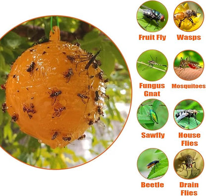 Fly Sticky Ball Fly Trap Outdoor, 6 PCS Fly Traps Ball Indoor, Hanging Sticky Bugs Gnat Ball for Garden Plants Trees Flies Gnat Wasp Bugs