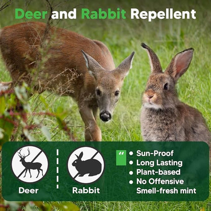 Deer Repellent, Rabbit Repellent Outdoor, Bunny Repellents, Deer and Rabbit Deterrent, Safe for Garden/Yard/Plants/Flowers, Lasting for 60 Days-10 Packs