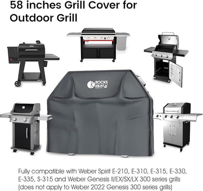 Grill Cover 58 inch Cover for Outdoor Grill 600D Heavy Duty BBQ Cover Waterproof, Weather Resistant & Fade Resistant Gas Grill Cover for Weber Charbroil Nexgrill Dyna-Glo Brinkmann