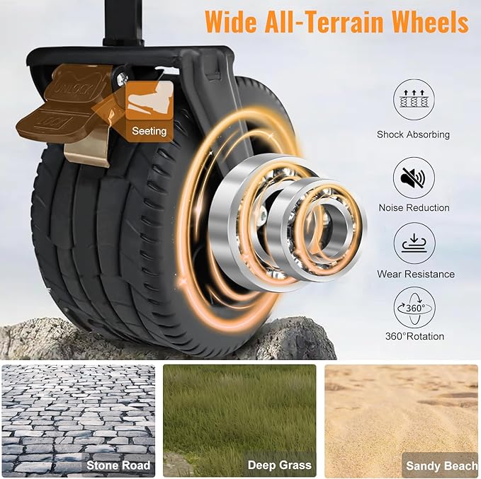 Collapsible Foldable Wagon Cart with Wheels 240L Capacity Folding Sports Wagons, 560LBS Load Large 3-in-1 Grocery Heavy Duty Carts for Sand, Beach, Camping
