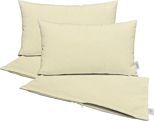 RSH DECOR: Sunbrella Pillow Covers Set of 4 | Covers Only - 26" x 16" | Outdoor Lumbar Pillow Covers Crafted with Sunbrella Performance Fabric | Canvas Canvas