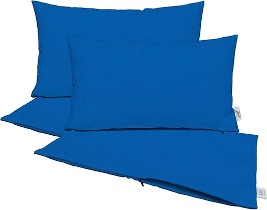 RSH DECOR: Sunbrella Pillow Covers Set of 4 | Covers Only - 20" x 12" | Outdoor Lumbar Pillow Covers Crafted with Sunbrella Performance Fabric | Canvas Pacific Blue