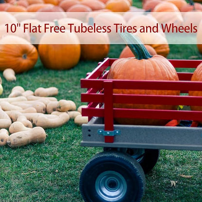 10" Solid Tire Replacement 4.10/3.50-4 Flat Free Tire and Wheel for Garden Carts, Hand Trucks, Wheelbarrows,10x3.50-4" with 5/8" Axle Bore & 2 1/4" Offset Hub (2 Pack)
