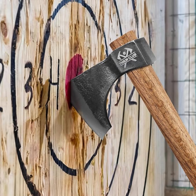 Throwing Axe Set, 16.5" Throwing Tomahawk with 1065 High Carbon Steel & Wooden Handle, Perfect for Axe Throwing Game for Backyard, Competition and Recreation