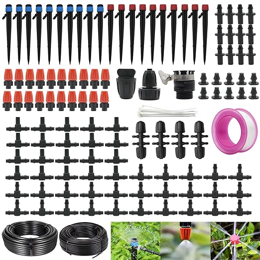 226 Ft Drip Irrigation System Watering System for Outdoor Plants, Greenhouse Sprinkler System Kits, Garden Raised Bed Irrigation Drip Irrigation Kits with 1/2 in,1/4 in Hose