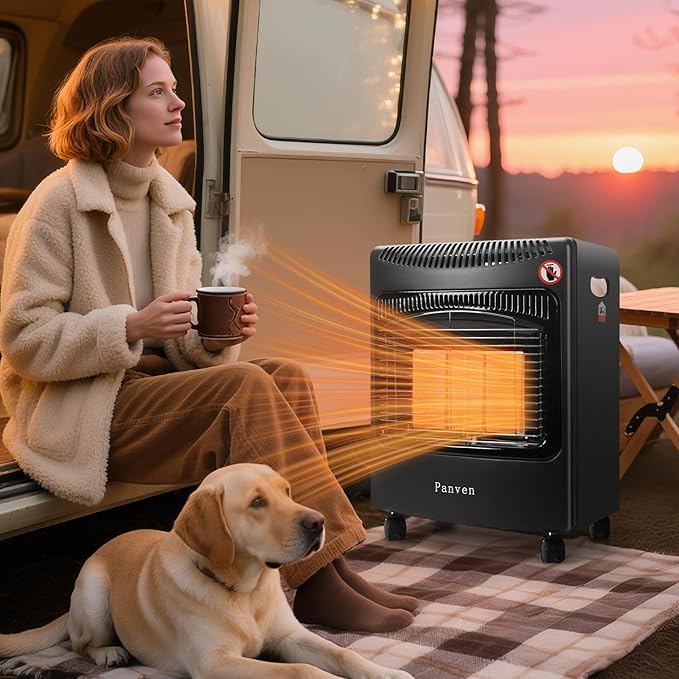 Propane Patio Heater, 18,000 BTU Propane Heater Outdoor, Infrared Gas Heaters with Regulator, Outdoor Heaters for Patio