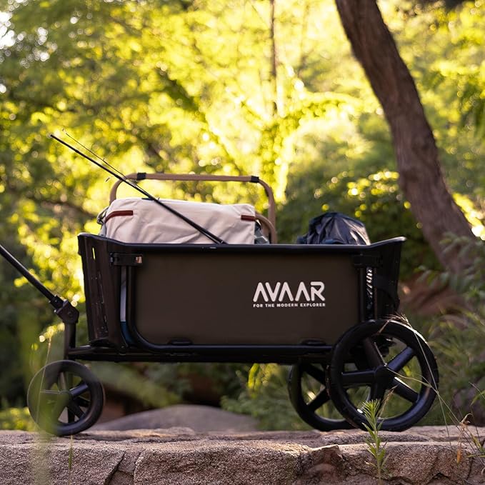 400lbs Large Capacity Collapsible Wagon Cart,Folding Utility Heavy Duty,All Terrain Big Wheels for Garden Camping Sports Outdoor Shopping, Green