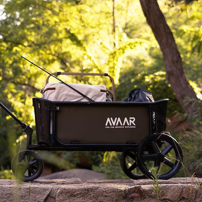 400lbs Large Capacity Collapsible Wagon Cart,Folding Utility Heavy Duty,All Terrain Big Wheels for Garden Camping Sports Outdoor Shopping, Green