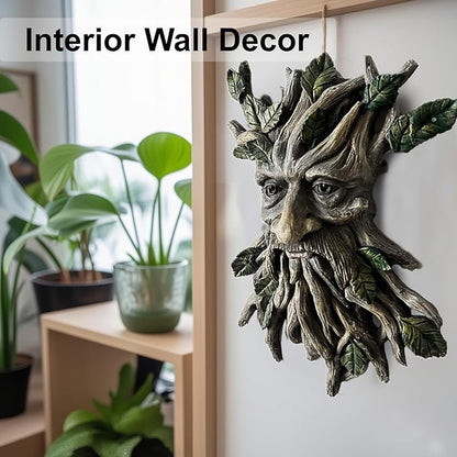 Tree Face Sculpture, Funny Greenery Old Man Tree Hugger Statue, Indoor & Outdoor Creative Props for Garden and Home,11.8" x 7.9" x 2.4"