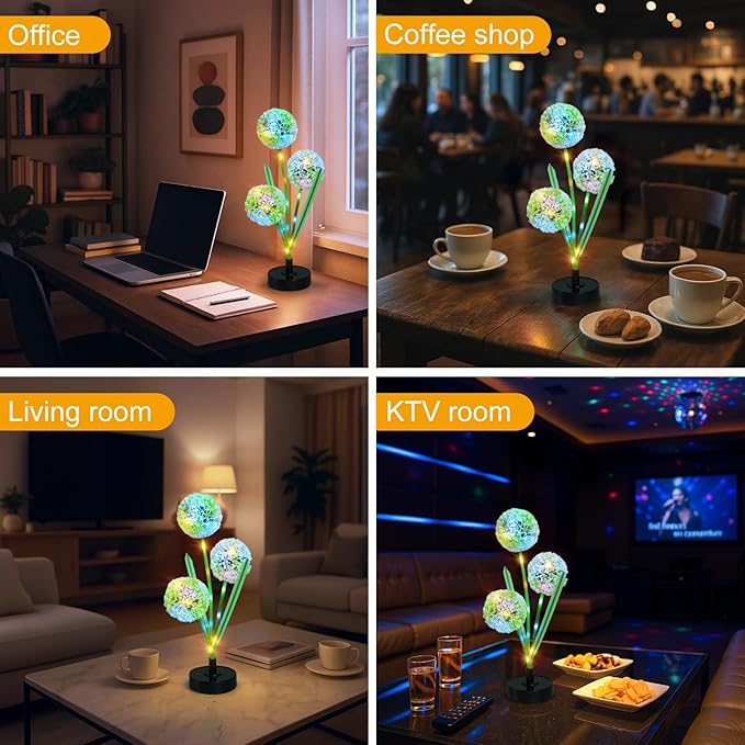 Solar Flowers Lights - Upgraded Outdoor Dandelion Flowers Lights, 7-Color Changing & Waterproof Outdoor Solar Lights for Garden, Patio, Backyard,Party and Office (Dandelion, 2)