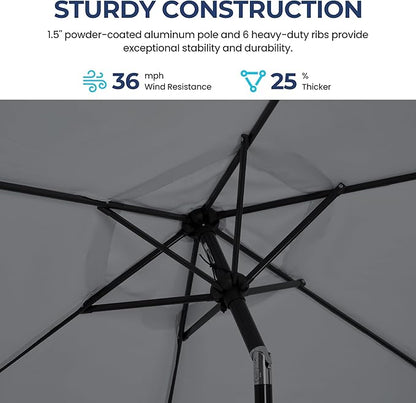 SUNVIVI OUTDOOR Outdoor Patio Umbrella, Patio Umbrella, Market Umbrella, Large Outdoor Umbrella, Metal Pole Umbrella with Push Button Tilt and Crank, Polyester Canopy
