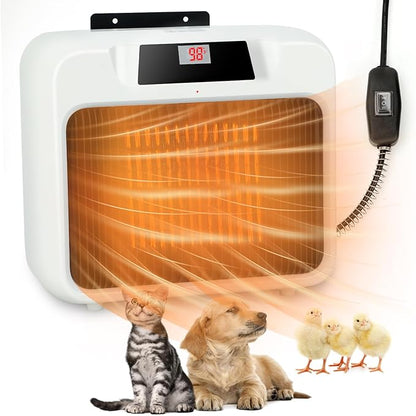 Rypet Large Dog House Heater with Thermostat, 300W/600W Safe Heater for Dog House Outdoor with 6 Ft Anti Chew Cord, Wall Mounted Dog Kennel Heated Electric Warmer for Most Dog Houses