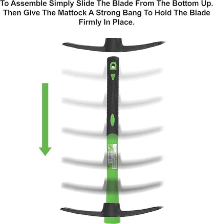 WilFiks Pick Mattock, 15" Heavy Duty Pick Axe Hand Tool with Forged Heat Treated Carbon Steel, Adze Hoe for Weeding, Prying and Digging Anti-Slip Grip, Fiberglass Ergonomic Shock Reduction Handle