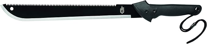 Gerber Gear Gator Machete 25" with Plain Edge Blade and Saw, Gator Grip and Protective Sheath for Gardening, Survival, Hunting, Camping and Bushcraft, Black