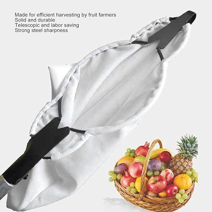 Fruit Picker Harvest Basket Large Elastic Bag Light Weight V Shaped Blades Fruits Catcher for Home Farm Garden