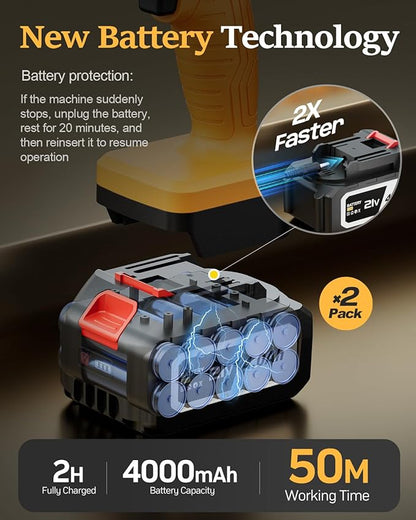 Electric Leaf Blower Cordless,800000RPM Adjustable Gear Handheld Leaf Blower with 2 * 4.0Ah Batteries and Charger Included.Power blowers for Lawn Debris.