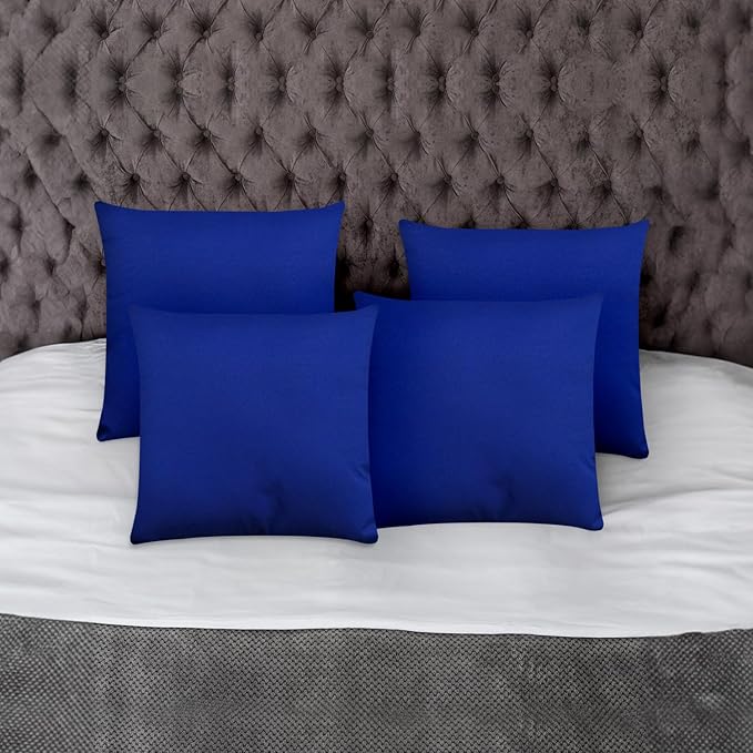 Covers & All Premium Square Throw Pillow Inserts with Covers Set of 4, 16 x 16 Inches Blue, Decorative Cushions for Couch Sofa Home Decor Office Travel UV Resistant Waterproof Soft Cushions Pillows