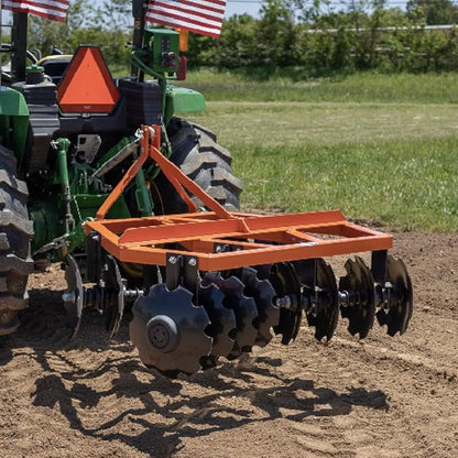 Titan Attachments 3 Point 6ft Notched Disc Harrow Plow Attachment for Cat 1 Tractors, Concave Discs for Tilling, Loosening and Lifting Soil