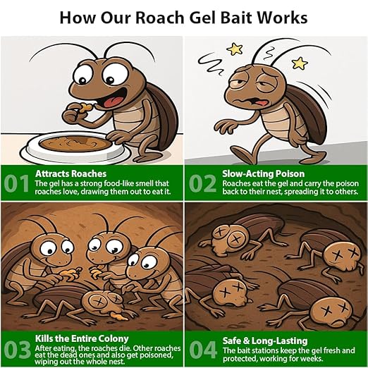 16 Pack Roach Killer Indoor Infestation Roaches Gel Bait Stations, Powerful Cockroach Killer Indoor Home for Roach Infestation, Long-Lasting & Effective Cockroach Gel Bait, Easy to Use