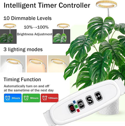 Grow Light for Indoor Plants, 6.3" Full Spectrum LED Plant Grow Light, 11.8-63in Height Adjustable Growing Lamp with Auto Timer 3H/9H/12H, 10 Dimmable Levels (1 Pack)