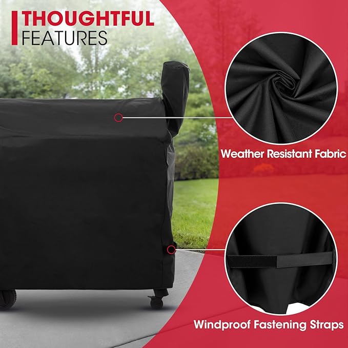 Unicook Pellet Grill Cover Compatible with Traeger Pro 34/780 Series, Texas, and Pit Boss 820, Heavy Duty Waterproof Wood Pellet Smoker Cover, Fade Resistant Full Length BBQ Grill Protector, Black