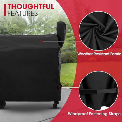 Unicook Pellet Grill Cover Compatible with Traeger Pro 34/780 Series, Texas, and Pit Boss 820, Heavy Duty Waterproof Wood Pellet Smoker Cover, Fade Resistant Full Length BBQ Grill Protector, Black