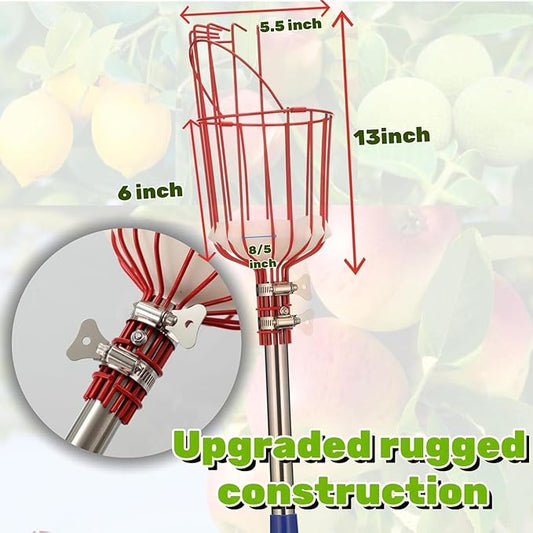 Adjustable Fruit Picker with Telescoping Handle and Basket, 5.5ft - Ideal for Apple, Orange, Avocado, Lemon, Pear, and Mango Harvesting