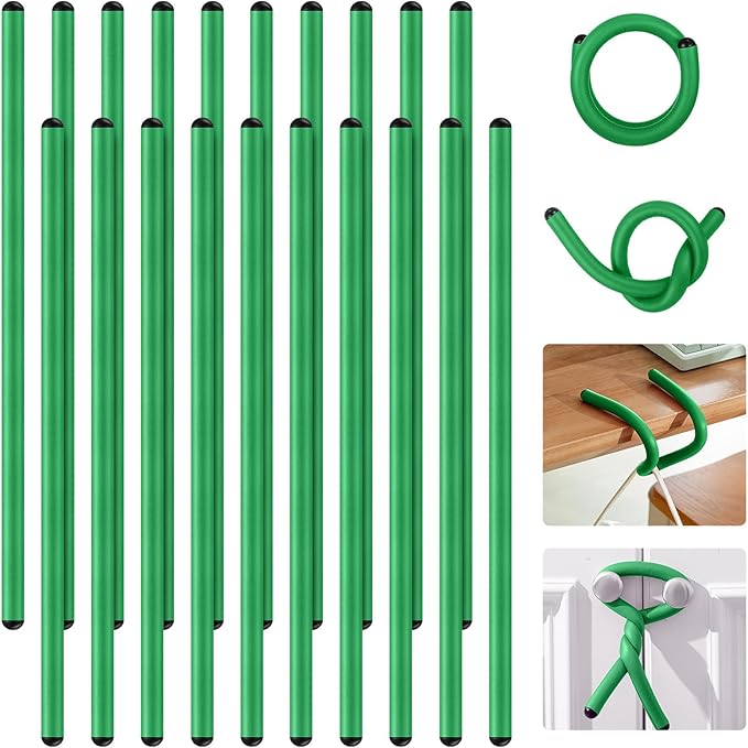 20 Pcs 17 Inch EVA Foam Twist Rubber Ties Reusable Bendable Cable Tie Straps Flexible Heavy Duty Twisty Ties for Organizing Cords Bundling (Green)