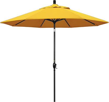 California Umbrella GSPT908302-5457 9' Round Aluminum Market, Crank Lift, Push Button Tilt, Black Pole, Sunbrella Sunflower Yellow
