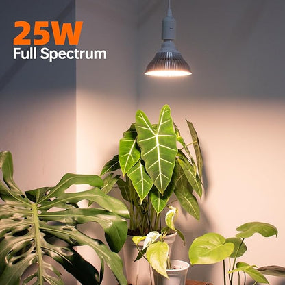Bstrip LED Hanging Grow Light, Grow Light Bulb for Indoor Plants, 25W Full Spectrum Hanging Grow Light,3000K Plant Light Bulbs with 16.4FT Power Cord, Pendant Grow Lights for Indoor Plants, 1 Pack