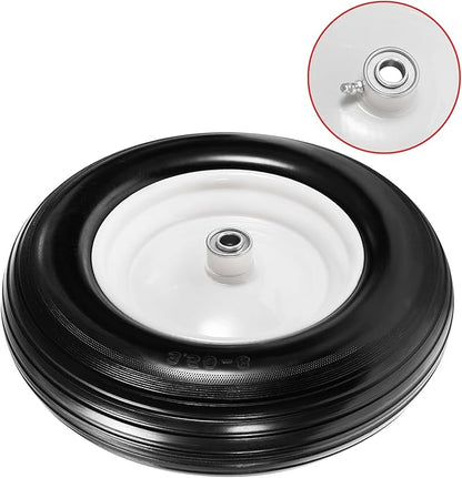 14.5" Wheelbarrow Tires Fits 3.50/2.50-8, 4.00-6, 4.00-8, 4.80/4.00-8 Flat Free Tire with 3" - 6" Centered Hub, 3/4" or 5/8" Bushing, Universal Replacement Wheelbarrow Wheels, 1 Pack