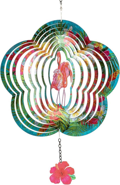 Flamingo Hanging Wind Spinners - Flamingo Gifts for Mom Women Grandma, Metal 12-Inch 3D Laser Cut Art Outdoor Kinetic Wind Spinner Clearance for Yard Patio Garden/Indoor Decor
