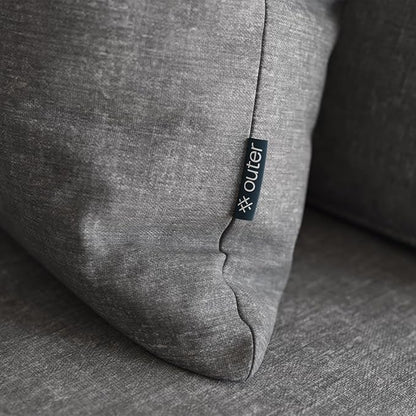Outer Outdoor Throw Pillow with OuterWeave Performance Fabric, Decorative Outdoor Pillow for Patio & Outdoor Furniture, Includes Machine Washable Pillow Cover and Insert - Dark Pebble Gray, 20"x20"