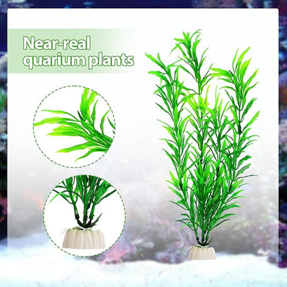 CousDUoBe 30pcs Fish Tank Accessories Aquarium Decorations Green Plants, Fish Tank Decor, Aquarium Decor Plastic Plants