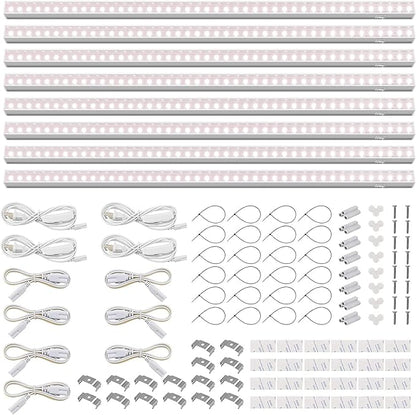 Barrina T5 Grow Lights for Indoor Plants, Full Spectrum LED Grow Light, 2FT 80W (8 x 10W), Plant Lamp for Indoor Growing, Seed Starting, Pinkish White, 8-Pack