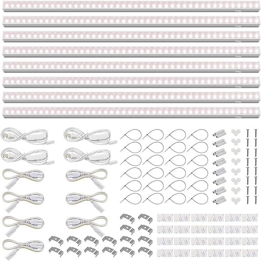 Barrina T5 Grow Lights for Indoor Plants, Full Spectrum LED Grow Light, 2FT 80W (8 x 10W), Plant Lamp for Indoor Growing, Seed Starting, Pinkish White, 8-Pack