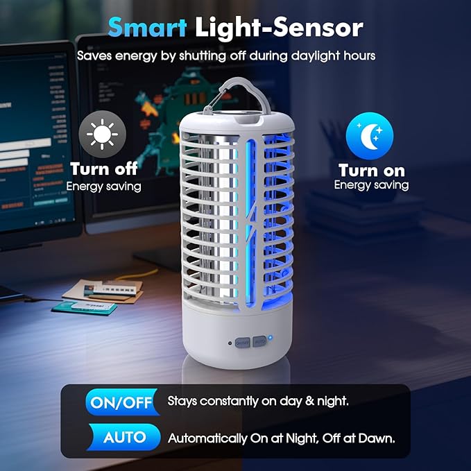 Rechargeable Bug Zapper（2 Pack）, Portable Electric Mosquito Killer for Indoor & Outdoor, Fly Trap for Camping, Patio, Garden, Kitchen, and Porch(White)