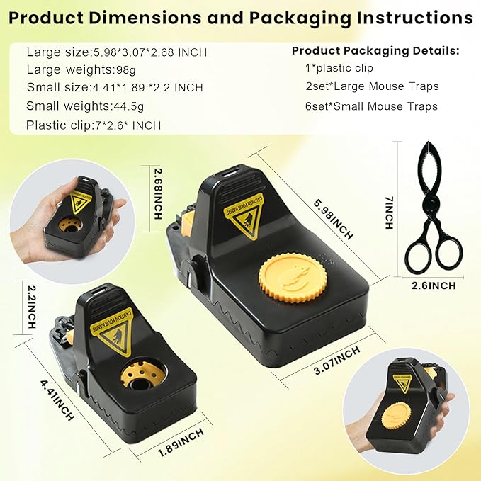 Mouse Traps, Rat Trap Quick Effectively Mouse Trap Rat Traps Indoor for Home, Plastic Mousetraps Indoor Outdoor Use Snap Traps for Mice Used Anywhere, Quick Set Up and Reusable Mouse Traps 9set