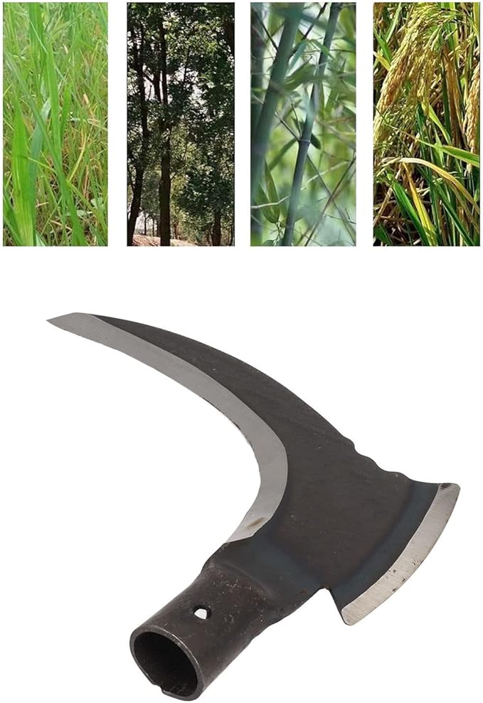 Luqeeg Weeding Sickle, High Manganese Steel Double Sickle Gardening Multipurpose Manual Agricultural Weeding Tools for Gardening Tools (Single Cutter Head)