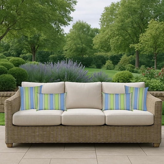 RSH DECOR: Sunbrella Pillow Covers Set of 2 | Covers Only - 26" x 16" | Outdoor Lumbar Pillow Covers Crafted with Sunbrella Performance Fabric | Bravada Limelite