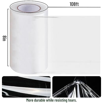 6 Mil Greenhouse Plastic Sheeting Tape,8" x108' Greenhouse Repair Tape, Waterproof and UV Resistant Plastic Sheeting Tapes for Green house,Strong Weatherproof Polyethylene Film Tapes (8" x108')