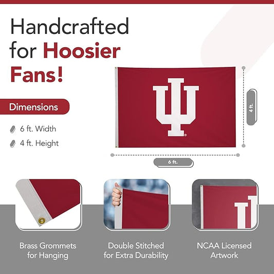 Indiana Hoosiers College Sports Printed Flag - NCAA Licensed - Nylon - School Banner (Red) (4' x 6')
