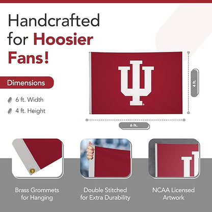 Indiana Hoosiers College Sports Printed Flag - NCAA Licensed - Nylon - School Banner (Red) (4' x 6')